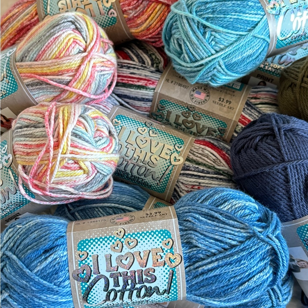 Yarn Lot of 14 skeins 100% cotton